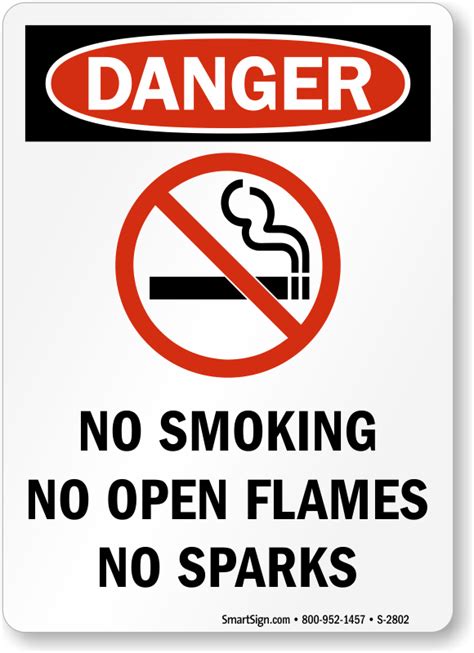 No Smoking No Open Flames No Sparks Osha Danger Sign Sku S 2802