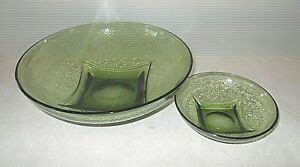 Mid Century Vintage Hazel Atlas Capri Colony Green Glass Chip Dip