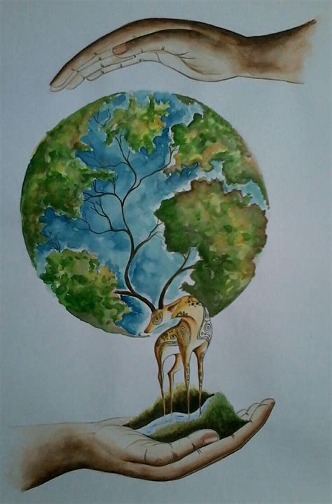 Save Trees Save Water Save Animals Save Earth Medium Water Colour