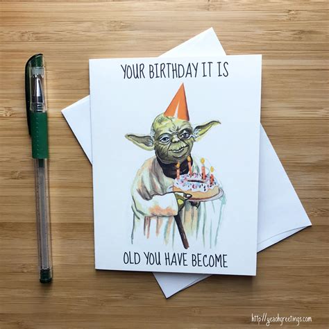 Yoda Birthday Card Star Wars Birthday Card The Force Awakens Star