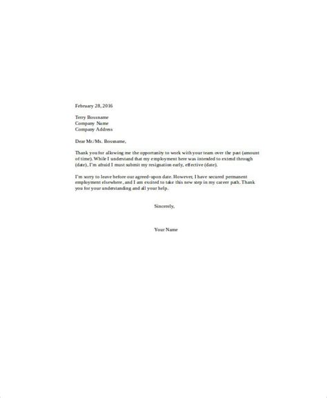 6 Temporary Resignation Letters Free Sample Example Format Download