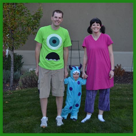 Check out how we made this no sew boo costume from thrift store items. Monsters Inc. Family Halloween Costumes. Mike Wazowski, Sulley, Boo | Pumpkin halloween costume ...