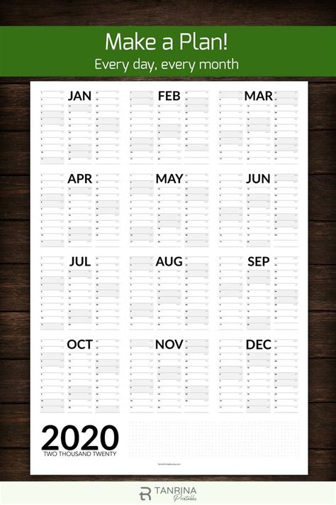 2021 Wall Planner Printable Yearly Wall Planner Calen