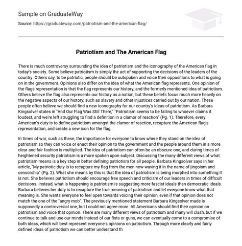 ⇉patriotism And The American Flag Essay Example Graduateway