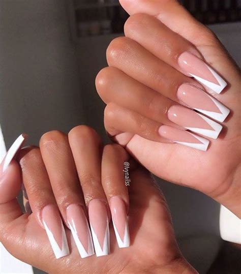 Classy Triangle Shaped Nail Type Long Square Acrylic Nails White Tip