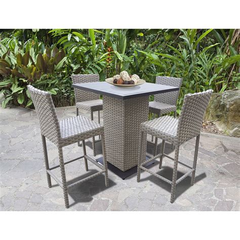 Tk Classics Oasis Wicker 5 Piece Outdoor Pub Table Set Outdoor Pub