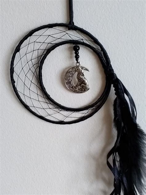 Abstract Howling Wolf And Crescent Moon Black Gothic Etsy Dream