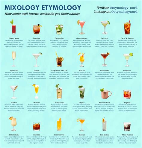 i made an infographic explaining how different types of cocktails got their names cocktails