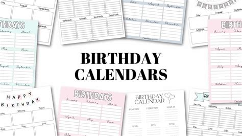 20 Cute And Free Printable Birthday Calendar Templates Saturdayt