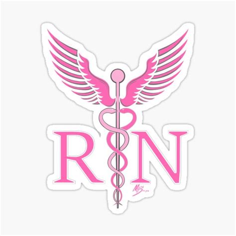 Rn Nurse Caduceus Pink Symbol Sticker For Sale By Mortaldesigns