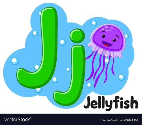Alphabet Sea Jellyfish Letter Jj On A White Vector Image
