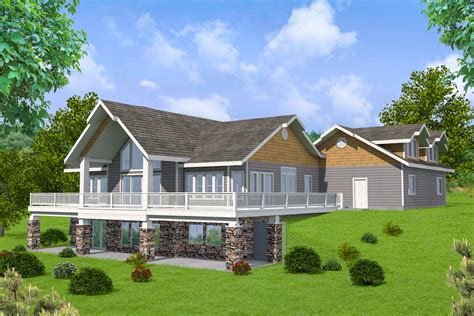 Mountain House Plan With Two Open Decks And A Covered Porch In Back