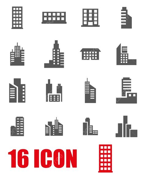 Grey Silhouette Png Free Vector Grey Building Icon Set Set Urban