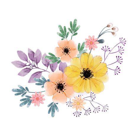 Wildflower Bouquet Hd Transparent Watercolor Hand Painted Wildflower