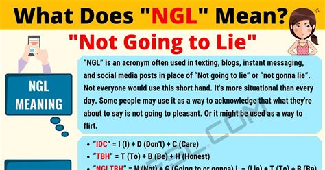 Seeing number 6 in in this situation, the seven in the message from above means that you have somewhat overdone in your desire to always take the position of an outsider. NGL Meaning: What Does NGL Mean? Useful Text Conversations ...