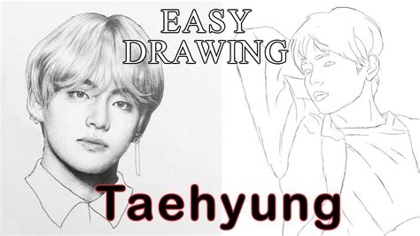 Bts V Easy Drawings For Beginners Drawing Bts V In Photoshop Step By