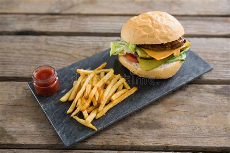 Cheeseburger And French Fries Stock Image Image Of Chips Health 8431167