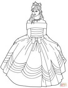 princess  ball gown   shoulder dress coloring page