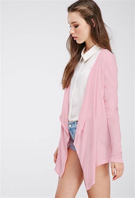 Lyst Forever 21 Draped Open Front Cardigan In Pink