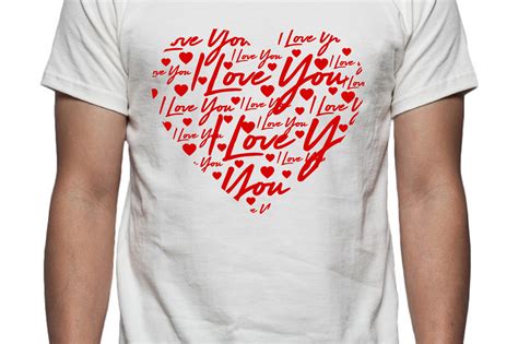 I Love You Heart Tee Shirt Design