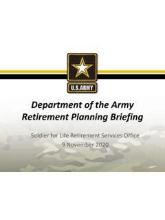 Department Of The Army Retirement Planning Briefing Department Of The Army Retirement Planning