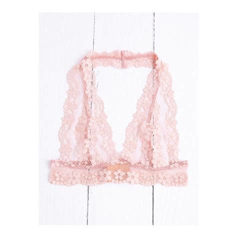 Sheinsheinside Halter Neck Floral Lace Bralette 8 Liked On Polyvore Featuring Intimates