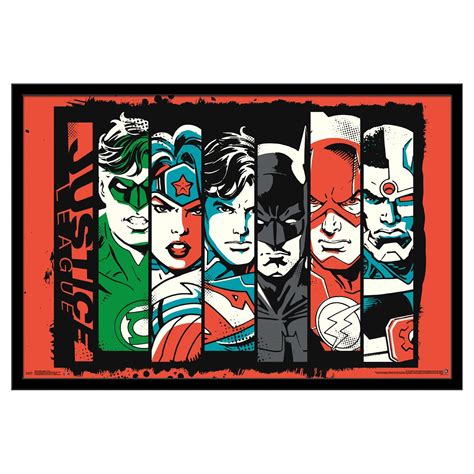 Trends International Justice League Bar Collage Poster | Dc comics poster, Comic poster, Poster ...