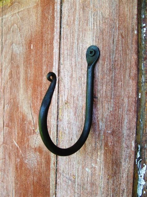 Large Wrought Iron Wall Hook Black Oil Finish By Furnacebrookiron