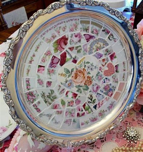 Broken China Platter Using Silverplate Tray Mosaic Crafts Mosaic
