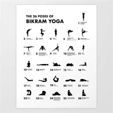 The 26 Poses Of Bikram Yoga Art Print By The Art Of The Pause Society6