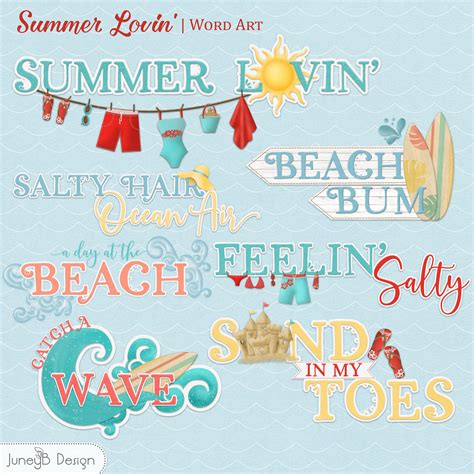 Beach Word Art Summer Word Art Digital Word Stickers Etsy