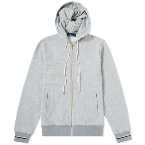 fred perry loopback hooded sweat grey fred perry