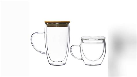 heat resistant borosilicate double wall glass coffee mug with airtight bamboo lid buy heat