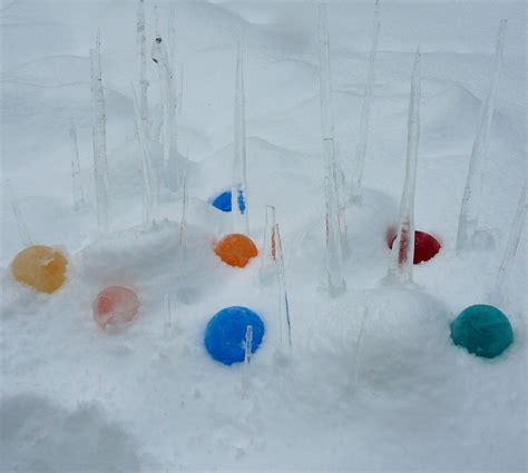Icicles And Iceballs Freeze Colored Water In A Balloon And When Frozen