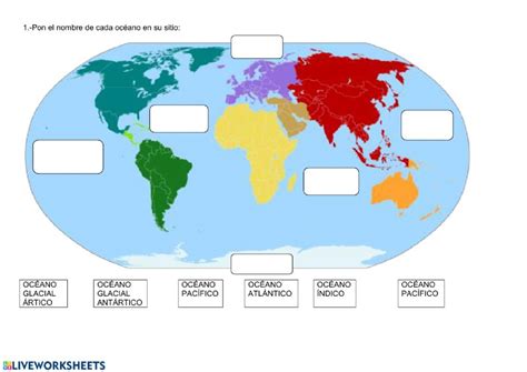 Mapa Mundi Continentes E Oceanos Para Completar Kulturaupice