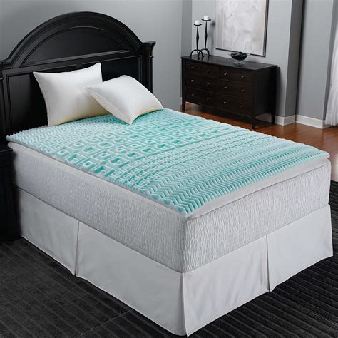 Common topper materials include memory foam, convoluted polyfoam, latex, down and feathers, and wool. Sleep Zone 5-Zone Foam Mattress Topper in Blue | Mattress ...