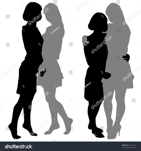 Silhouette Two Young Slender Women On 스톡 일러스트 259915277 Shutterstock