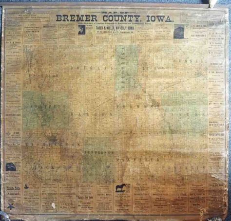 Map Of Bremer County Iowa High Ridge Books Inc