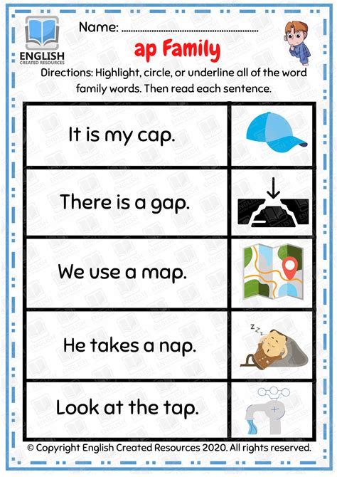 Phonics Sentences Short Vowel Word Families Part 1 English Created