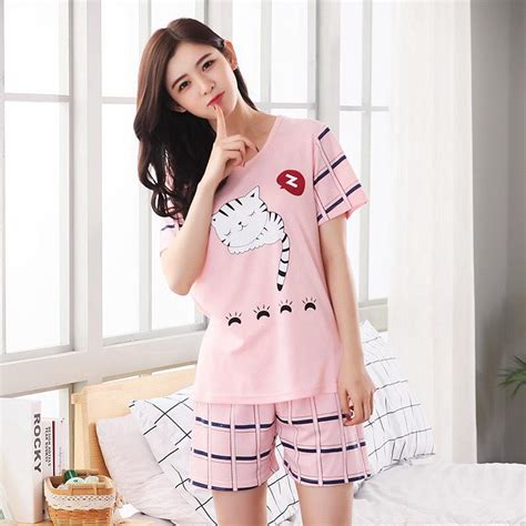 【ready Stock】korean Cute Cartoon Womens Pyjamas Print Loose Sleepwear
