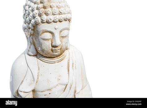 Face Of Buddha Statue White Isolated On White Background Founder Of