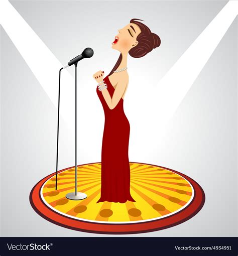 cartoon female singer with microphone royalty free vector