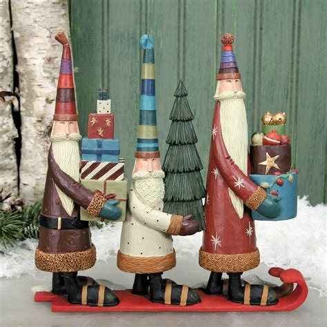 Folk Art Santas Figurine Christmas Folk Art And Holiday Collectibles