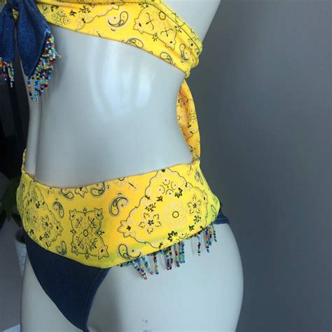 Customized Yellow Bandana Bead Bikini Etsy Denmark