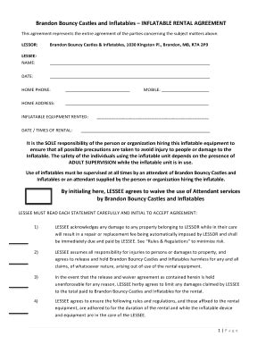 Bounce Castle Waiver Forms Printable Fill Online Printable Fillable