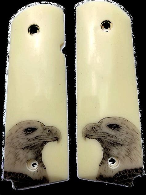 1911 Grips Faux Scrimshaw Eagle Aged Bonded Ivory Limited Edition 21