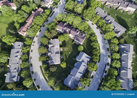 Suburban Townhouse Neighborhood Aerial Stock Photo Image Of Birds