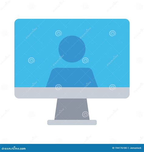 Desktop Computer With User Flat Style Icon Stock Vector Illustration