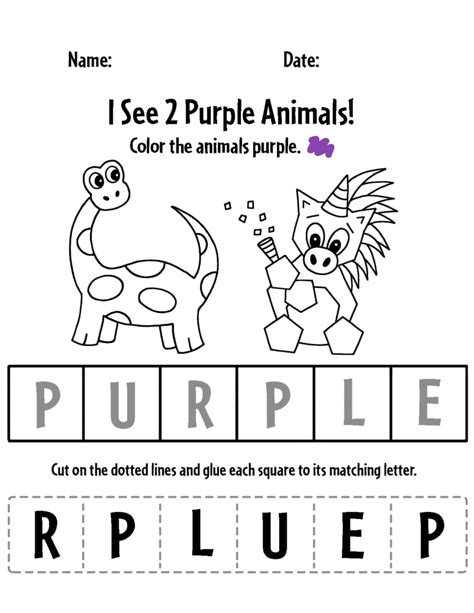 Purple Color Activities And Worksheets For Preschool ⋆ The Hollydog Blog