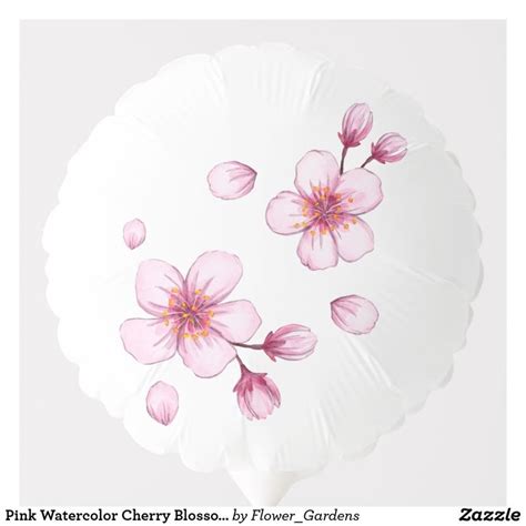 Pink Watercolor Cherry Blossom Pattern Balloon Pink